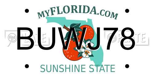 BUWJ78 Florida License Plate