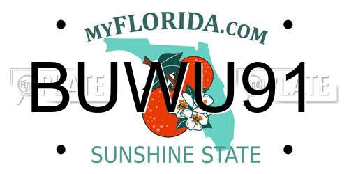 BUWU91 Florida License Plate