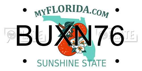 BUXN76 Florida License Plate