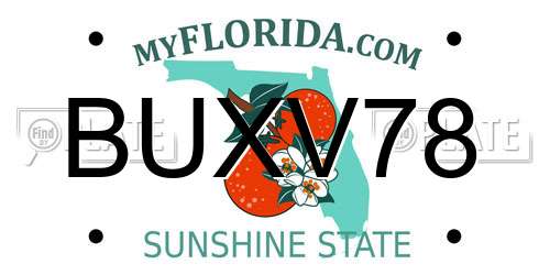 BUXV78 Florida License Plate