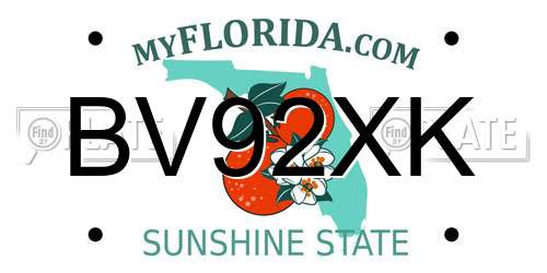 BV92XK Florida License Plate