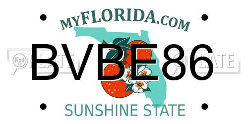 BVBE86 Florida License Plate