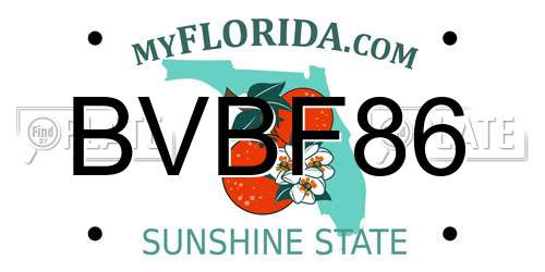BVBF86 Florida License Plate