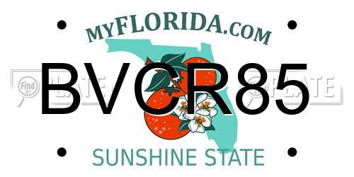 BVCR85 Florida License Plate