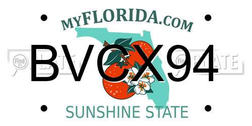 BVCX94 Florida License Plate