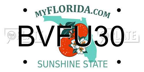 BVFU30 Florida License Plate
