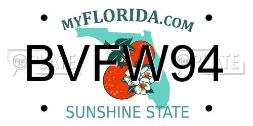 BVFW94 Florida License Plate