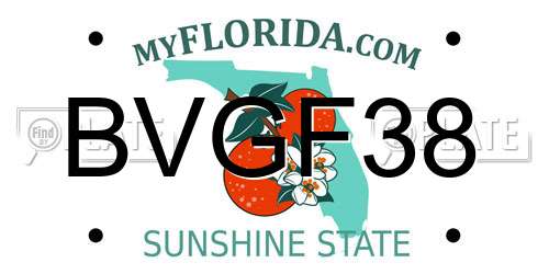BVGF38 Florida License Plate