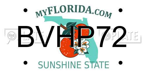 BVHP72 Florida License Plate
