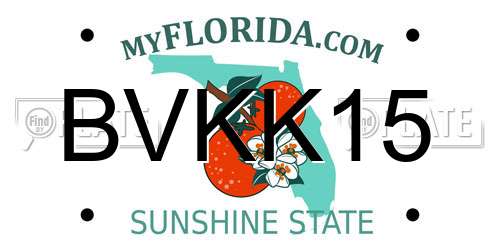 BVKK15 Florida License Plate