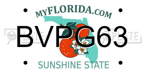 BVPG63 Florida License Plate