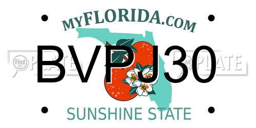 BVPJ30 Florida License Plate