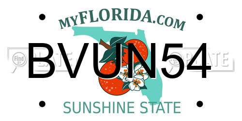 BVUN54 Florida License Plate
