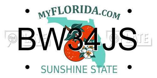 BW34JS Florida License Plate