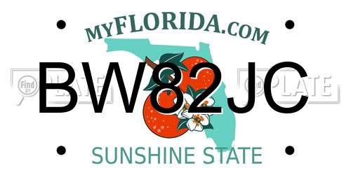 BW82JC Florida License Plate