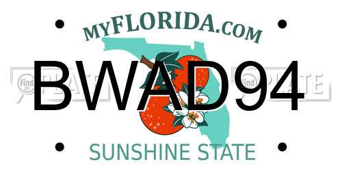 BWAD94 Florida License Plate
