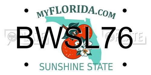 BWSL76 Florida License Plate