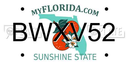BWXV52 Florida License Plate