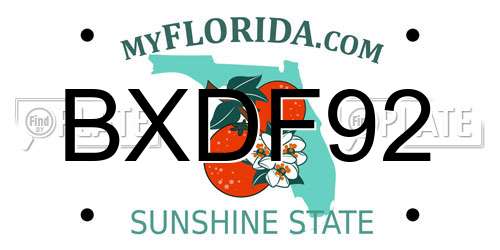 BXDF92 Florida License Plate