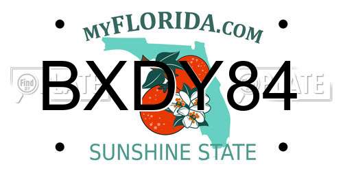 BXDY84 Florida License Plate