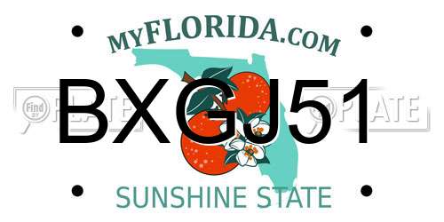 BXGJ51 Florida License Plate