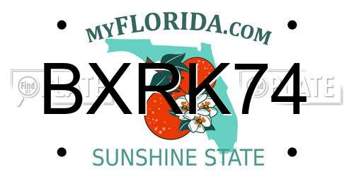 BXRK74 Florida License Plate