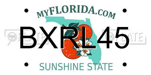 BXRL45 Florida License Plate