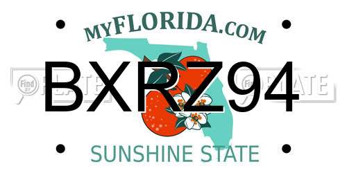 BXRZ94 Florida License Plate