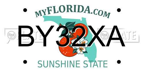 BY32XA Florida License Plate