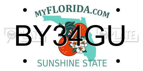BY34GU Florida License Plate