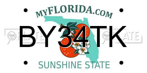 BY34TK Florida License Plate