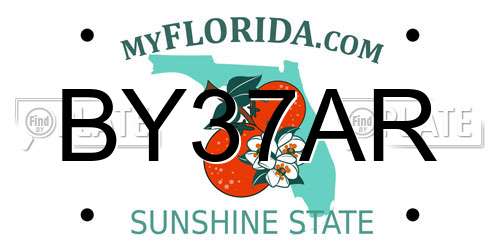 BY37AR Florida License Plate