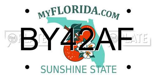 BY42AF Florida License Plate