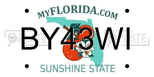 BY43WI Florida License Plate
