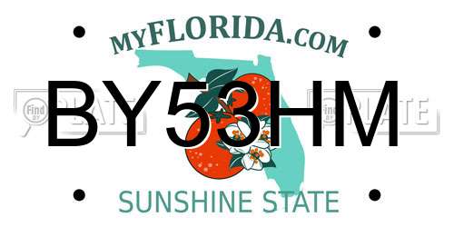 BY53HM Florida License Plate