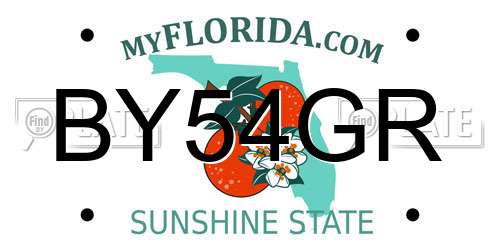 BY54GR Florida License Plate