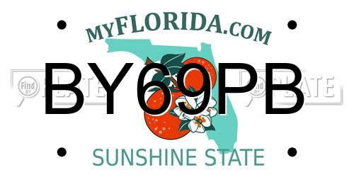 BY69PB Florida License Plate
