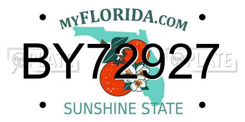 BY72927 Florida License Plate