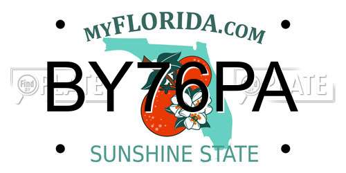 BY76PA Florida License Plate