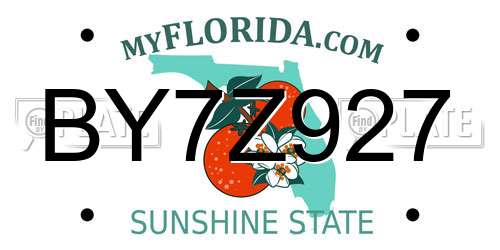 BY7Z927 Florida License Plate