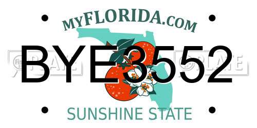 BYE3552 Florida License Plate