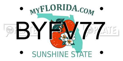 BYFV77 Florida License Plate