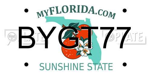 BYGT77 Florida License Plate