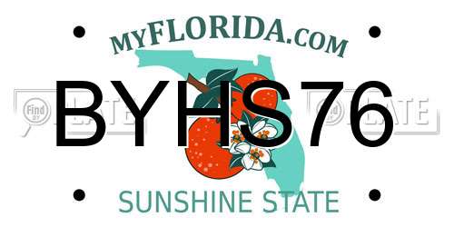 BYHS76 Florida License Plate