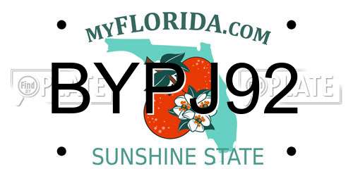 BYPJ92 Florida License Plate