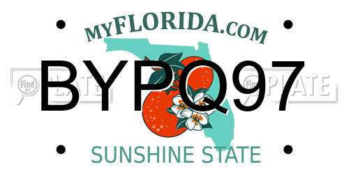 BYPQ97 Florida License Plate