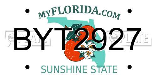 BYT2927 Florida License Plate