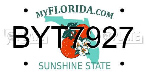 BYT7927 Florida License Plate