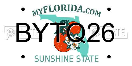 BYTQ26 Florida License Plate