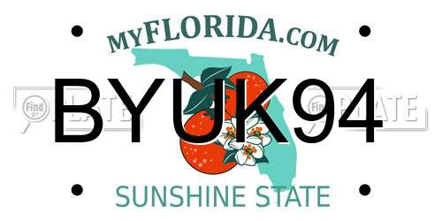 BYUK94 Florida License Plate